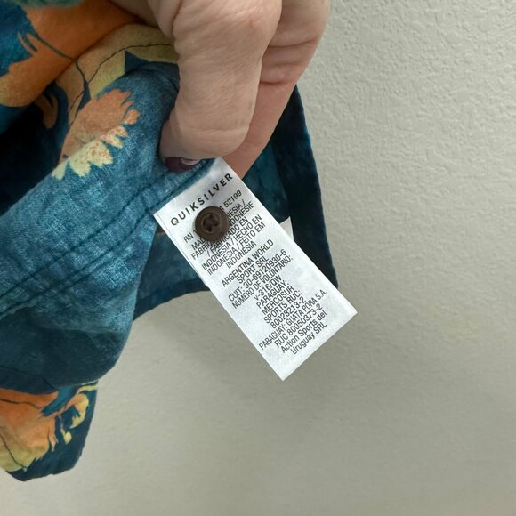 Quiksilver Daisy Spray Floral Short Sleeve Cotton Button Up Shirt Mens sz Large - Picture 3 of 9